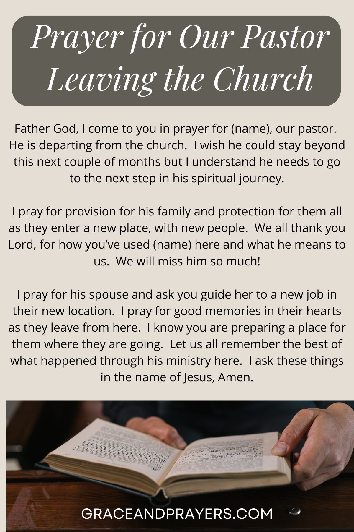 4 Heartfelt Prayers for a Pastor Leaving Grace and Prayers