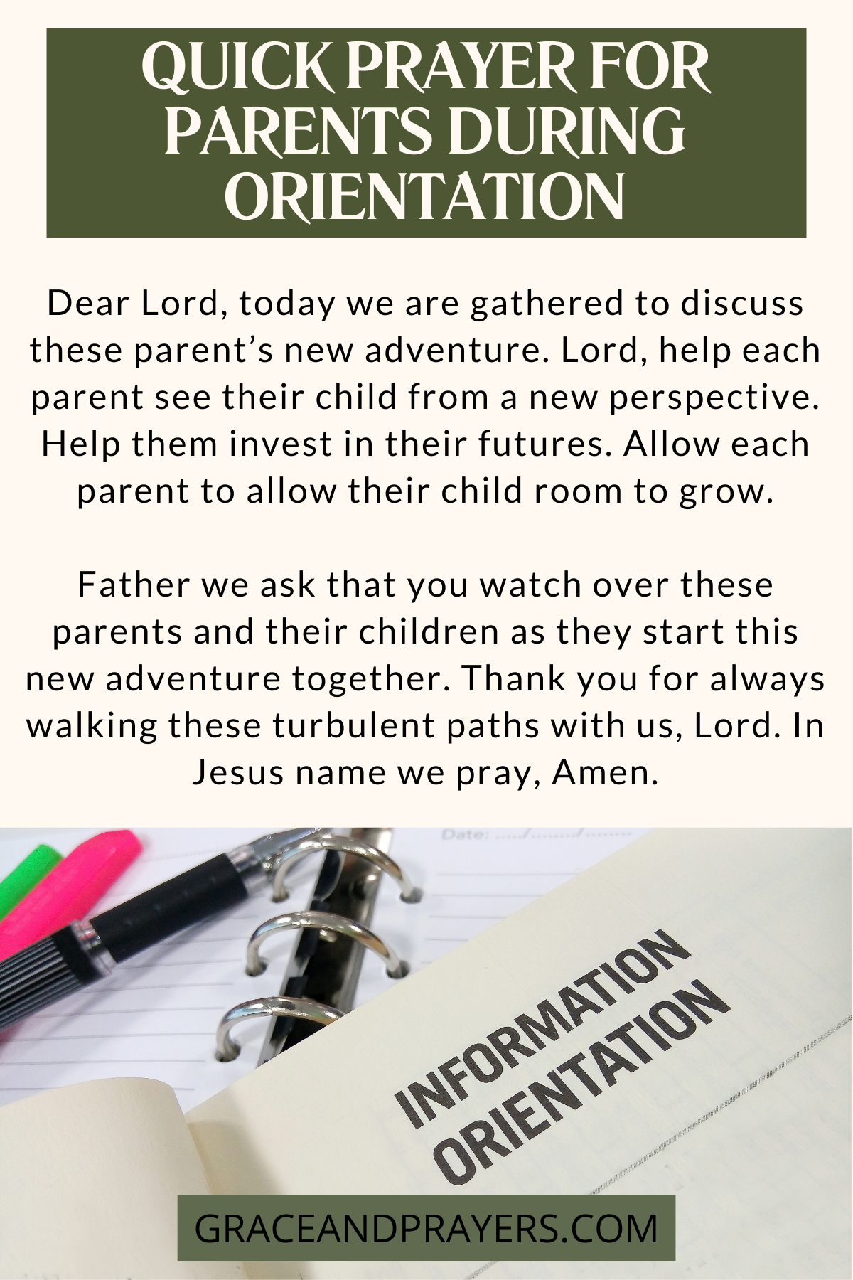 12 Prayers for Parents and Students During Orientation