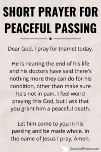 pin text of a short prayer for peaceful passing