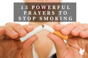 praying to stop smoking while breaking a cigarette in half