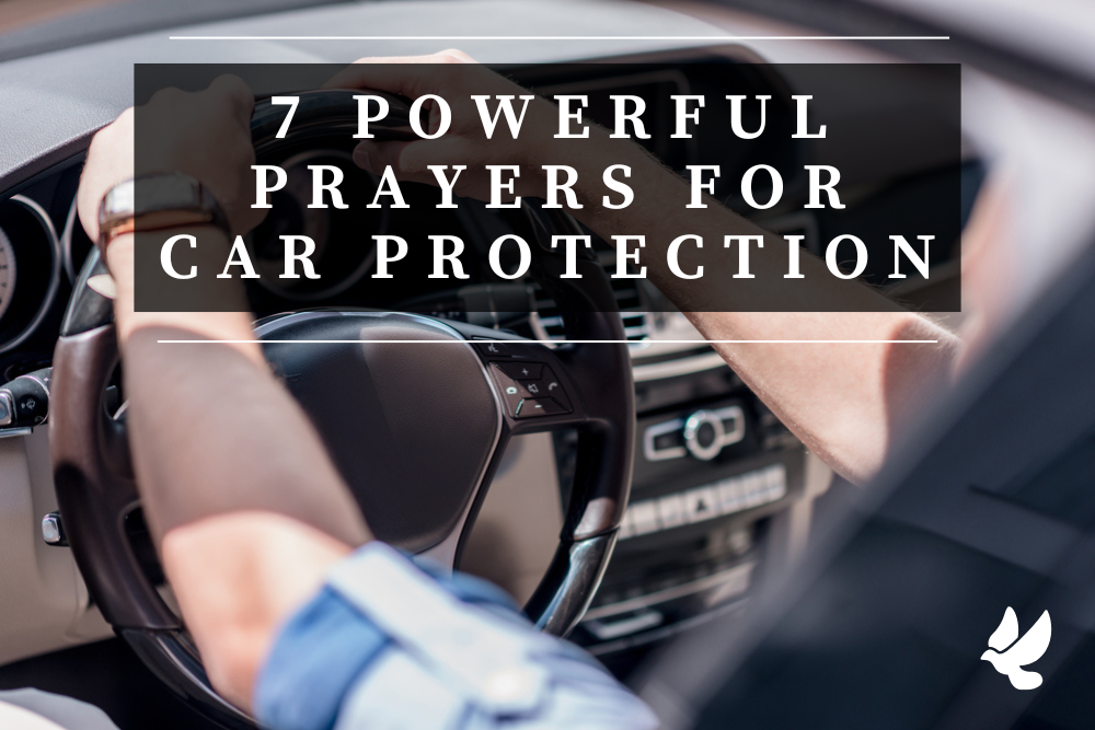 man praying for car protection in his car before driving