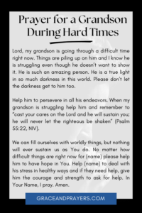 a prayer for a grandson during hard times pin 