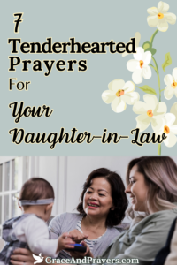 a prayer for your daughter-in-law  pin featured a mother and daughter-in-law happy with a baby