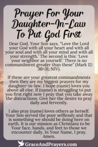 a prayer for a daughter-in-law to put God first 