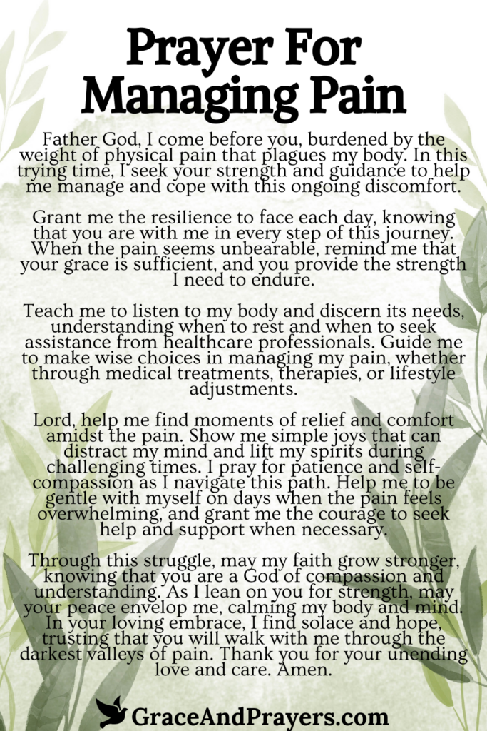 12 Gentle Prayers For Pain Relief - Grace and Prayers