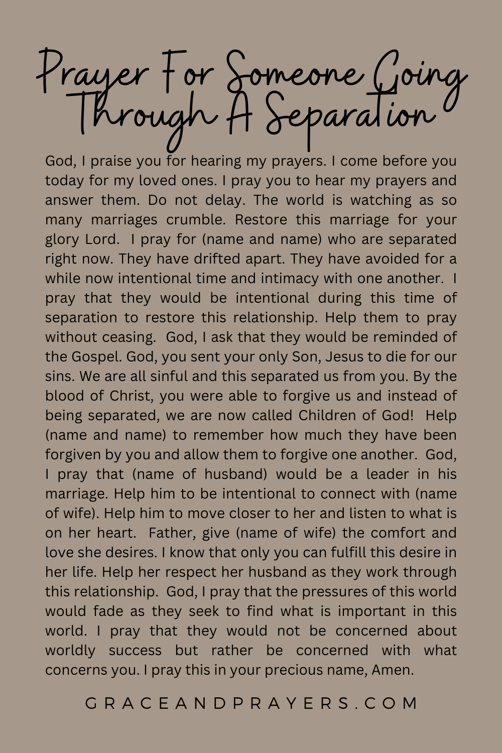 4 Restoring Prayers For Separated Couples - Grace and Prayers