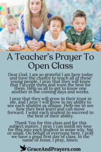 a teacher's prayer to open class pin 
