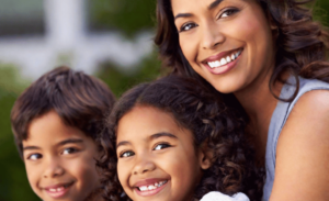 a mother with her children