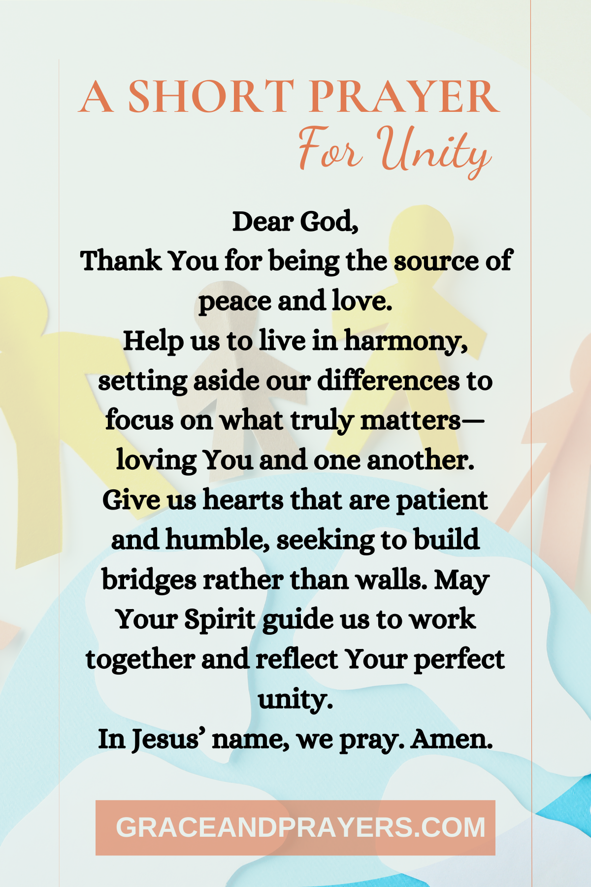 9 Strong Prayers For Unity - Grace and Prayers