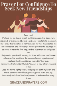a prayer pin for confidence to seek new friendships