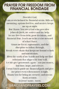 a prayer pin for freedom from financial bondage
