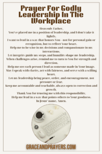 a prayer pin for Godly leadership in the workplace