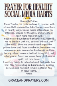 a prayer pin for healthy social media habits