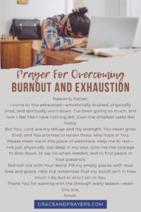 a prayer pin for overcoming burnout and exhaustion