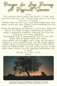 a prayer for joy during a difficult season pin