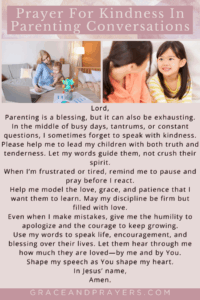 a prayer pin for kindness in parenting conversations