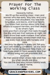 a prayer pin for prayer for the working class