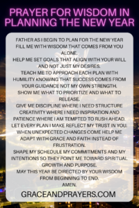 a prayer pin for wisdom in planning the new year