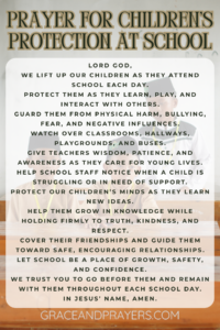 a prayer pin for children's protection at school