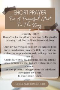 a brief prayer for the peaceful start to the day pin