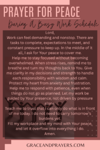 prayer for peace during a busy work schedule pin
