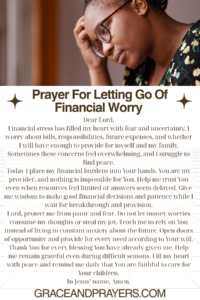 a prayer pin for letting go of financial worry